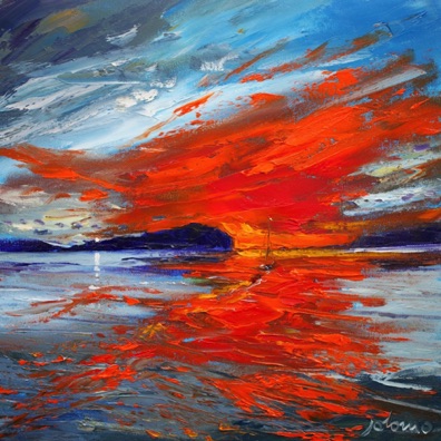 Heading out from Campbeltown at Sunset 16x16